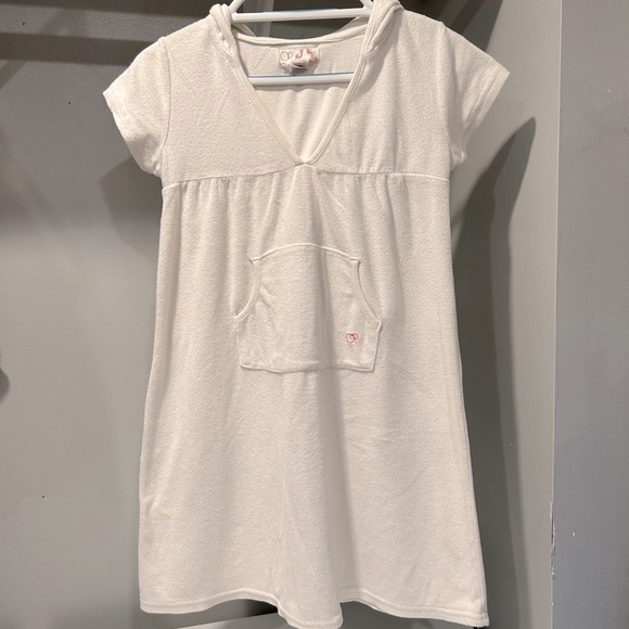 OP White Terrycloth Hooded Swim Coverup - Picture 1 of 9